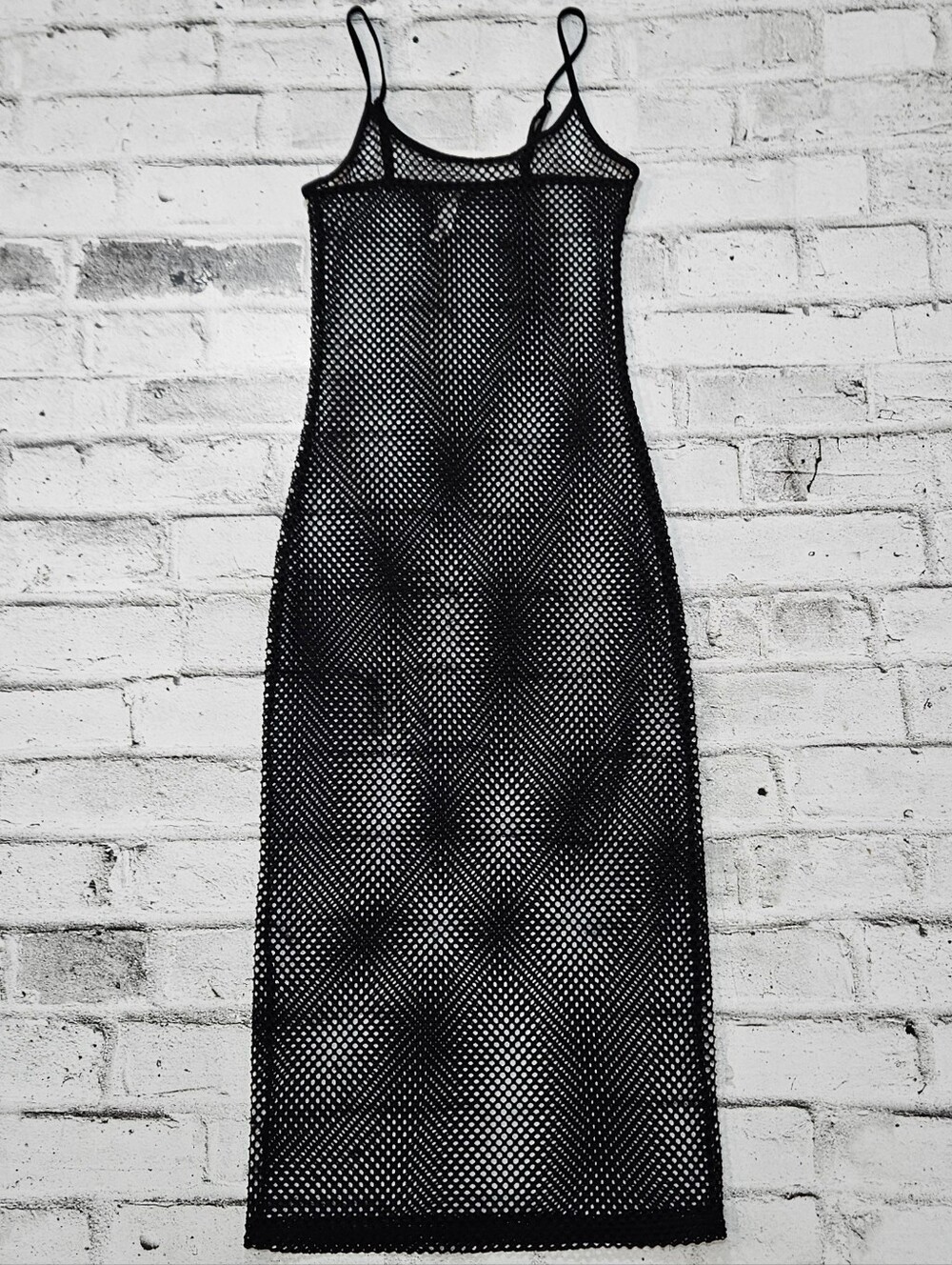 Garage Black Fishnet Mesh Cover Up Midi Dress Sheer Beach Swim Size S - Picture 3 of 11